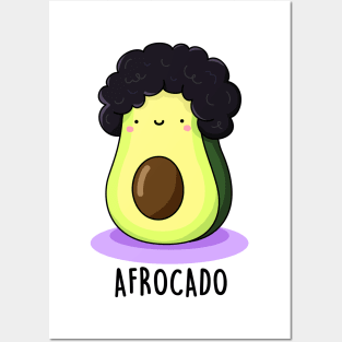 Afro-cado Cute Funny Avocado Pun Posters and Art